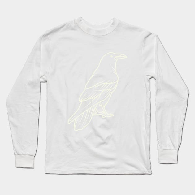 Raven Aesthetic Lineart Long Sleeve T-Shirt by crissbahari